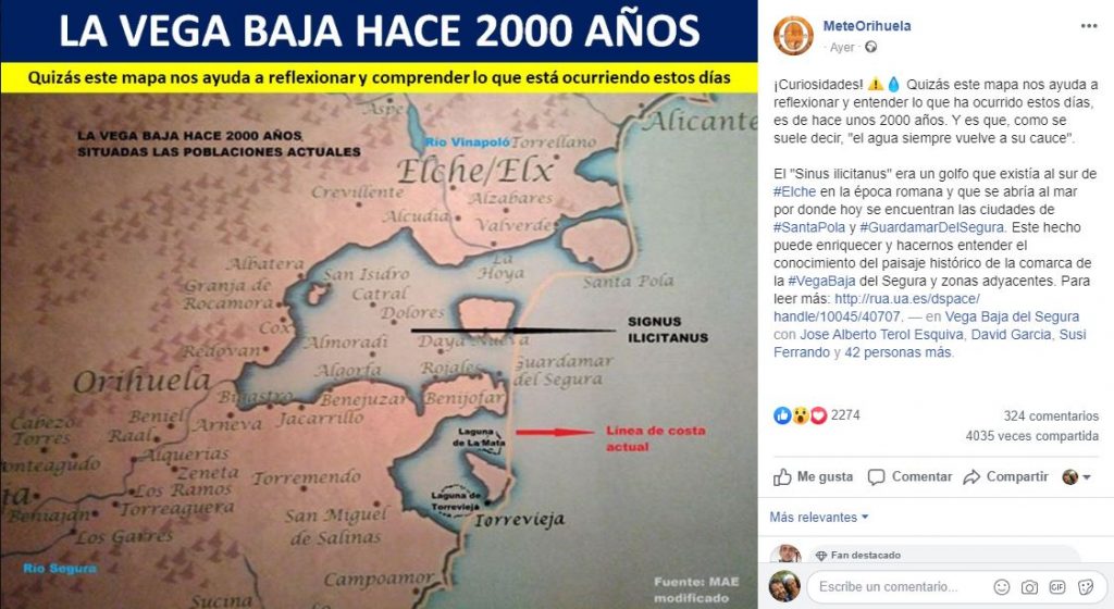  Mapa de la Vega Baja hace 2000 años (con las poblaciones actuales)