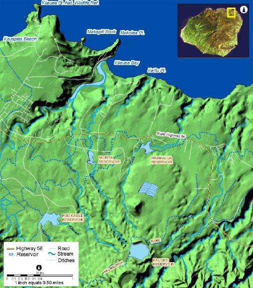 Mapa con la localización de la presa Ka Loko